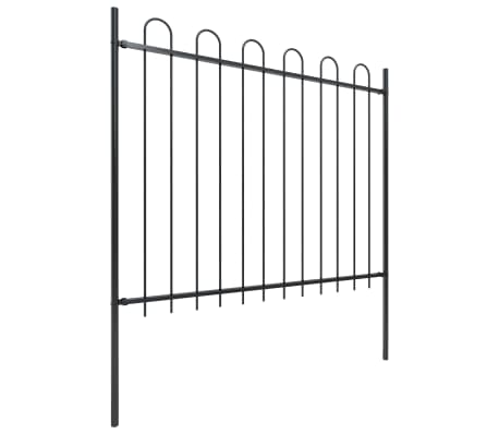 vidaXL Garden Fence with Hoop Top Steel 6.8x1.5 m Black