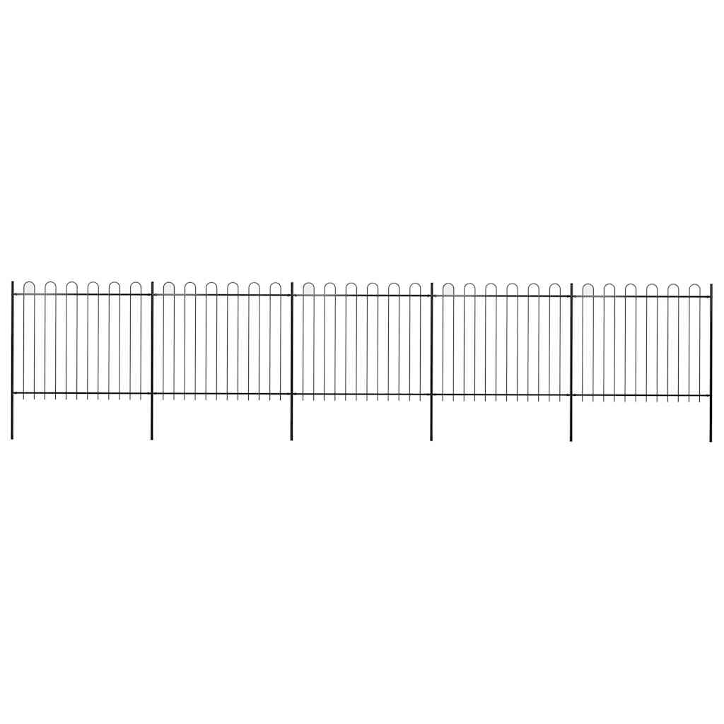 vidaXL Zahradní plot s obloukem nahoře ocelový 892,5 x 150 cm černý