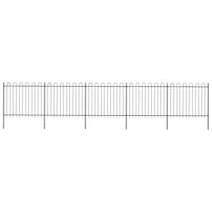 Zahradní plot s obloukem nahoře ocelový 892,5 x 150 cm černý - obrázek 1