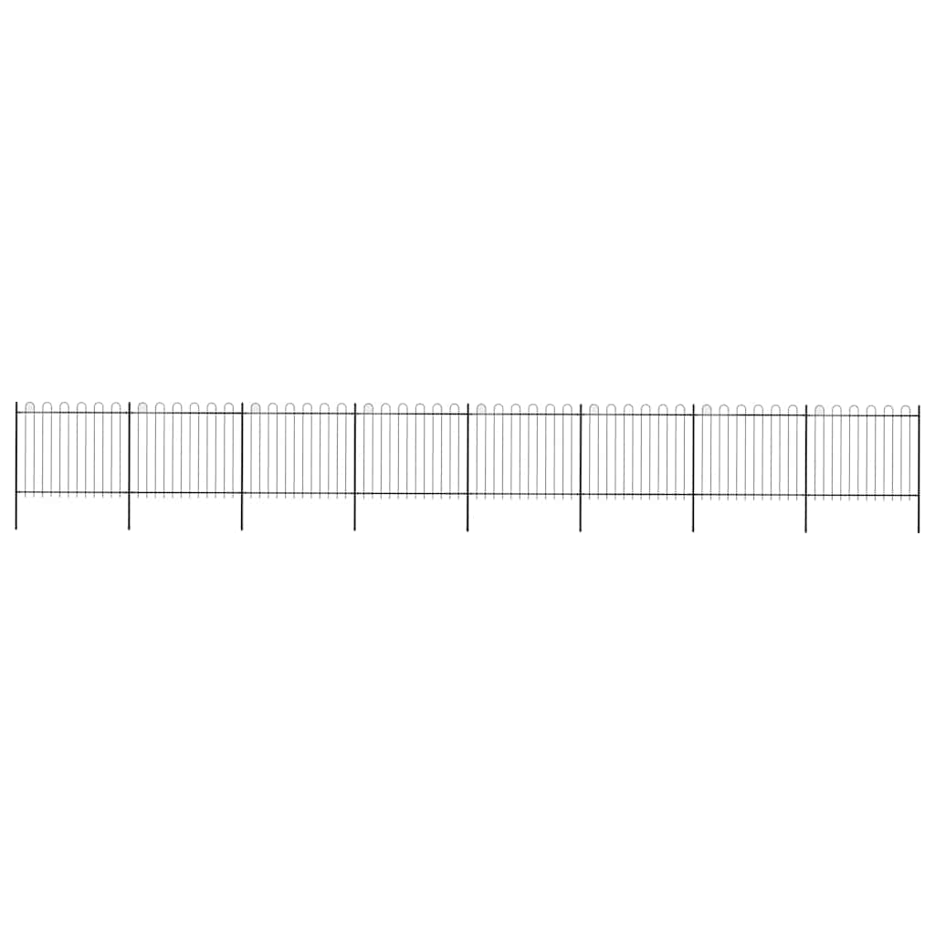 vidaXL Gard de grădină cu vârf circular din oțel, 1426x150 cm, negru