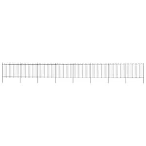 Vrtna ograja z obročem na vrhu jeklo 1426x150 cm črna