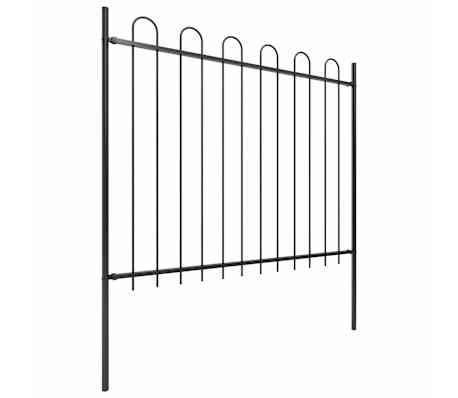 vidaXL Garden Fence with Hoop Top Steel 1426x150 cm Black