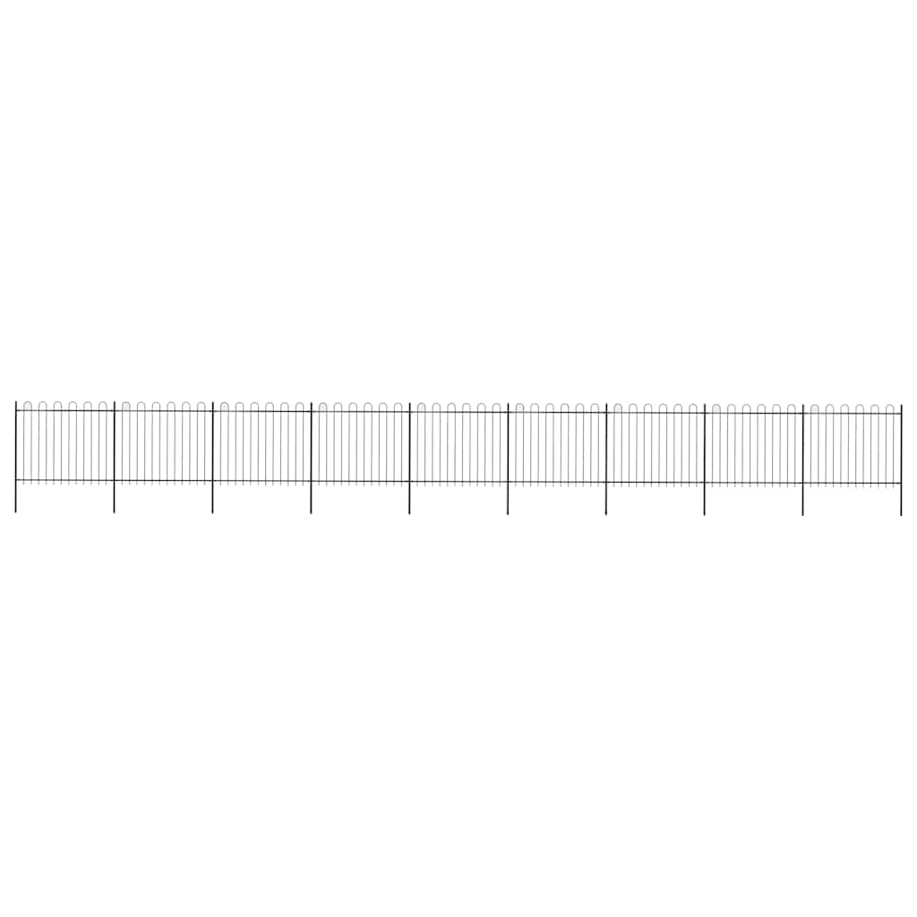 vidaXL Gard de grădină cu vârf circular din oțel 1603,5x150 cm, negru