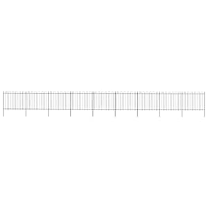 Zahradní plot s obloukem nahoře ocelový 1603,5 x 150 cm černý - obrázek 1