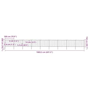 Zahradní plot s obloukem nahoře ocelový 1603,5 x 150 cm černý - obrázek 5