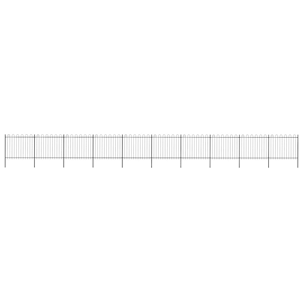 vidaXL Zahradní plot s obloukem nahoře ocelový 1781,5 x 150 cm černý