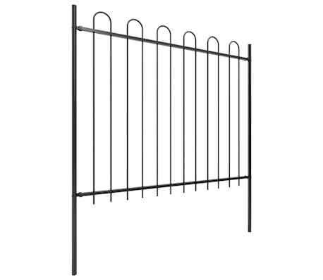 vidaXL Garden Fence with Hoop Top Steel 1781.5x150 cm Black