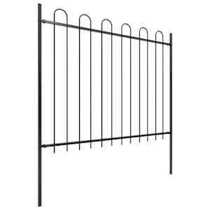 vidaXL Garden Fence with Hoop Top Steel 1781.5x150 cm Black
