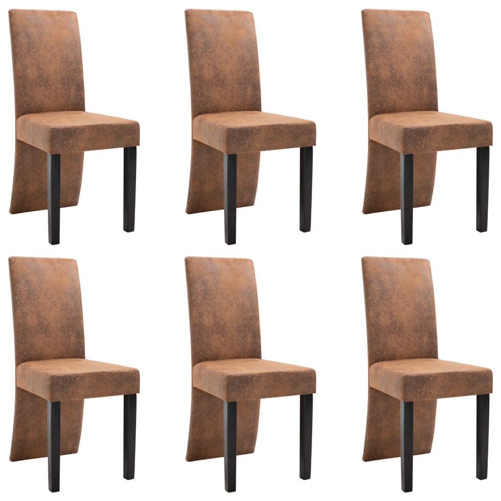 

vidaXL Dining Chairs 6 pcs Brown Faux Suede Leather