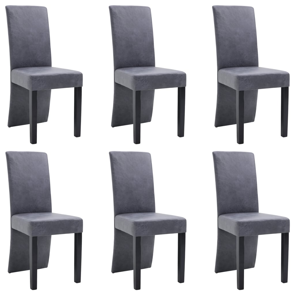 

vidaXL Dining Chairs 6 pcs Gray Faux Suede Leather