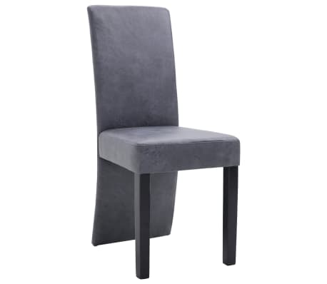 vidaXL Dining Chairs 6 pcs Gray Faux Suede Leather