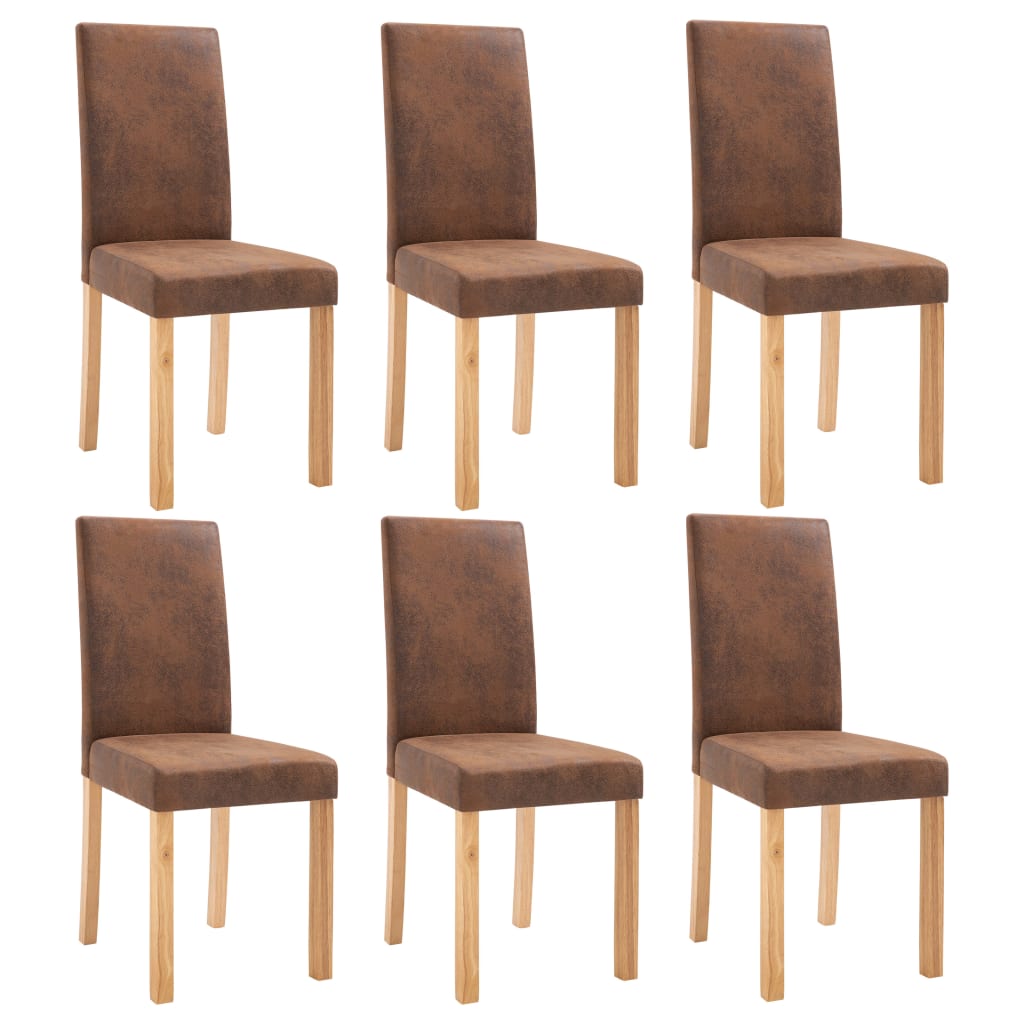 

vidaXL Dining Chairs 6 pcs Brown Faux Suede Leather