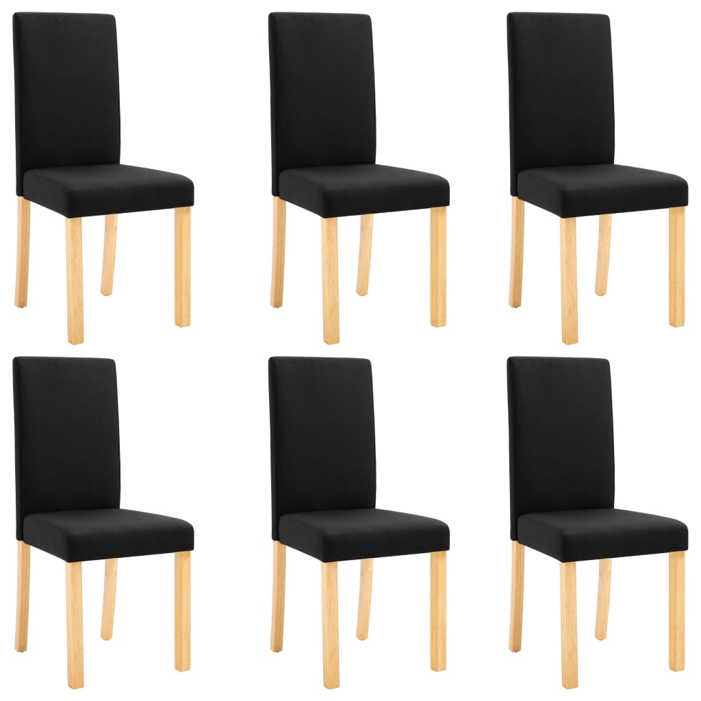 Image of vidaXL Dining Chairs 6 pcs Black Fabric
