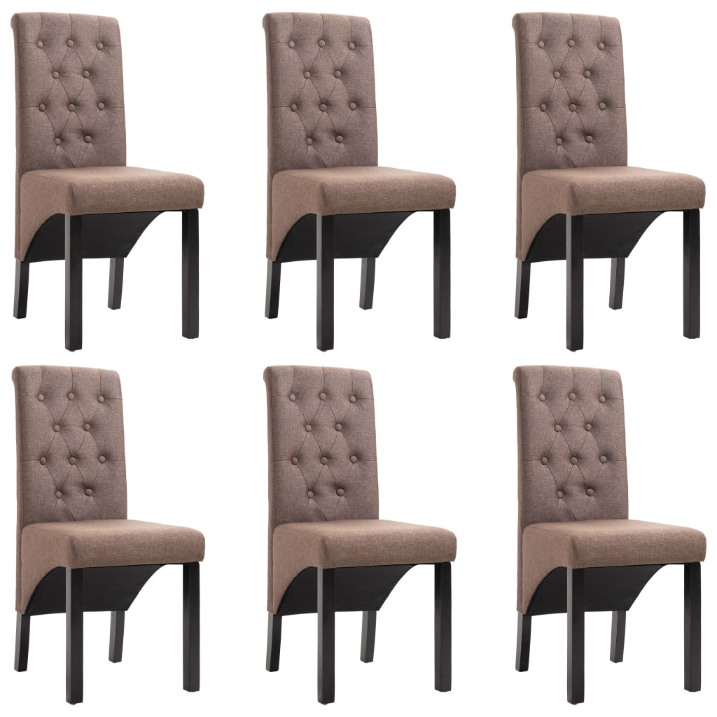 

vidaXL Dining Chairs 6 pcs Brown Fabric