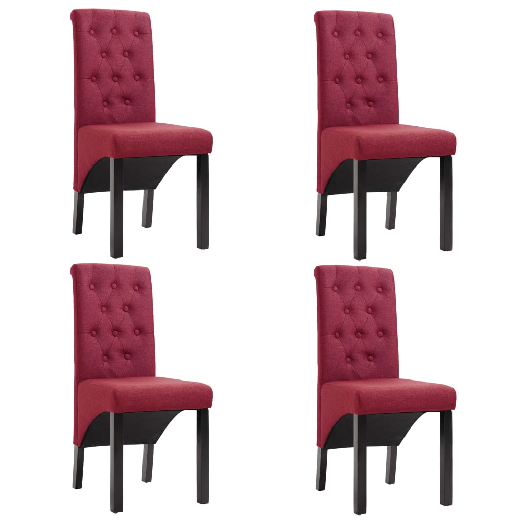 

vidaXL Dining Chairs 4 pcs Wine Red Fabric