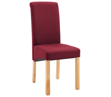 vidaXL Dining Chair Set of 6 Red Fabric and wood Standard Ergonomic