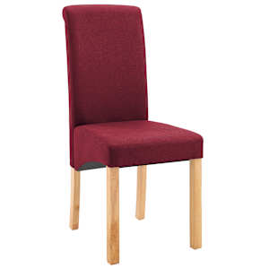 vidaXL Dining Chair Set of 6 Red Fabric and wood Standard Ergonomic