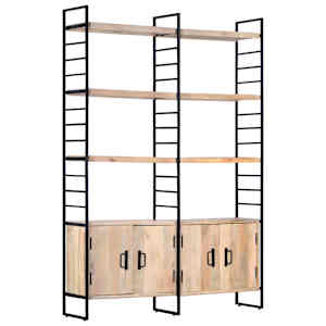 Knjižna omara 4-nadstropna 124x30x180 cm trden mangov les