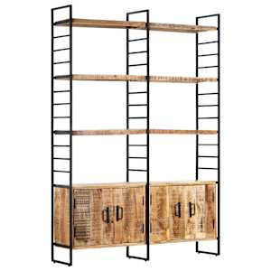 vidaXL 4 riiuliga raamaturiiul 124 x 30 x 180 cm t&ouml;&ouml;tlemata mangopuit