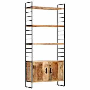 Knjižna omara 4-nadstropna 80x30x180 cm robusten mangov les