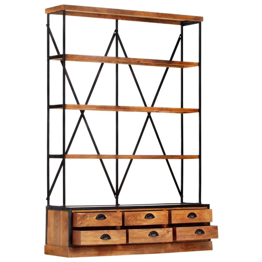 

vidaXL Boekenkast 4-laags met 6 lades 122x36x181 cm massief mangohout