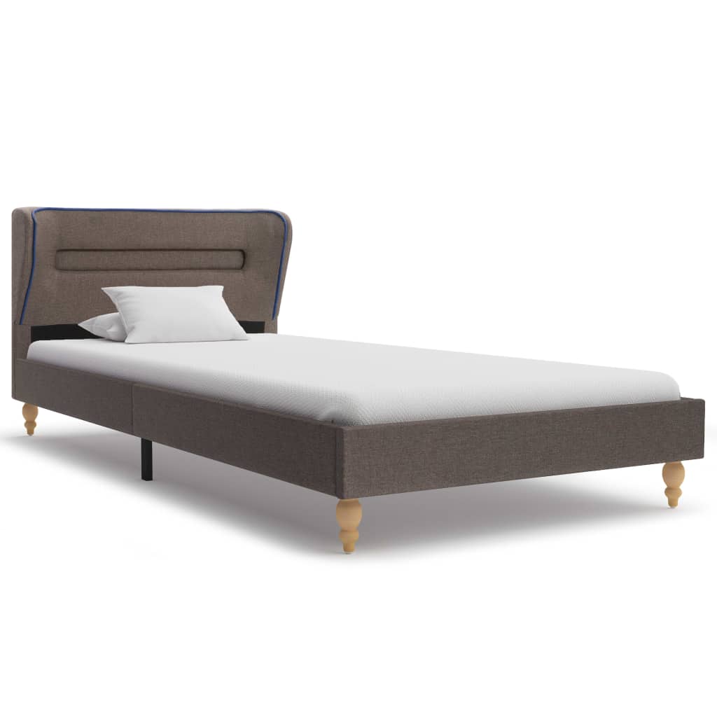 

vidaXL Bed met LED en traagschuim matras stof taupe 90x200 cm