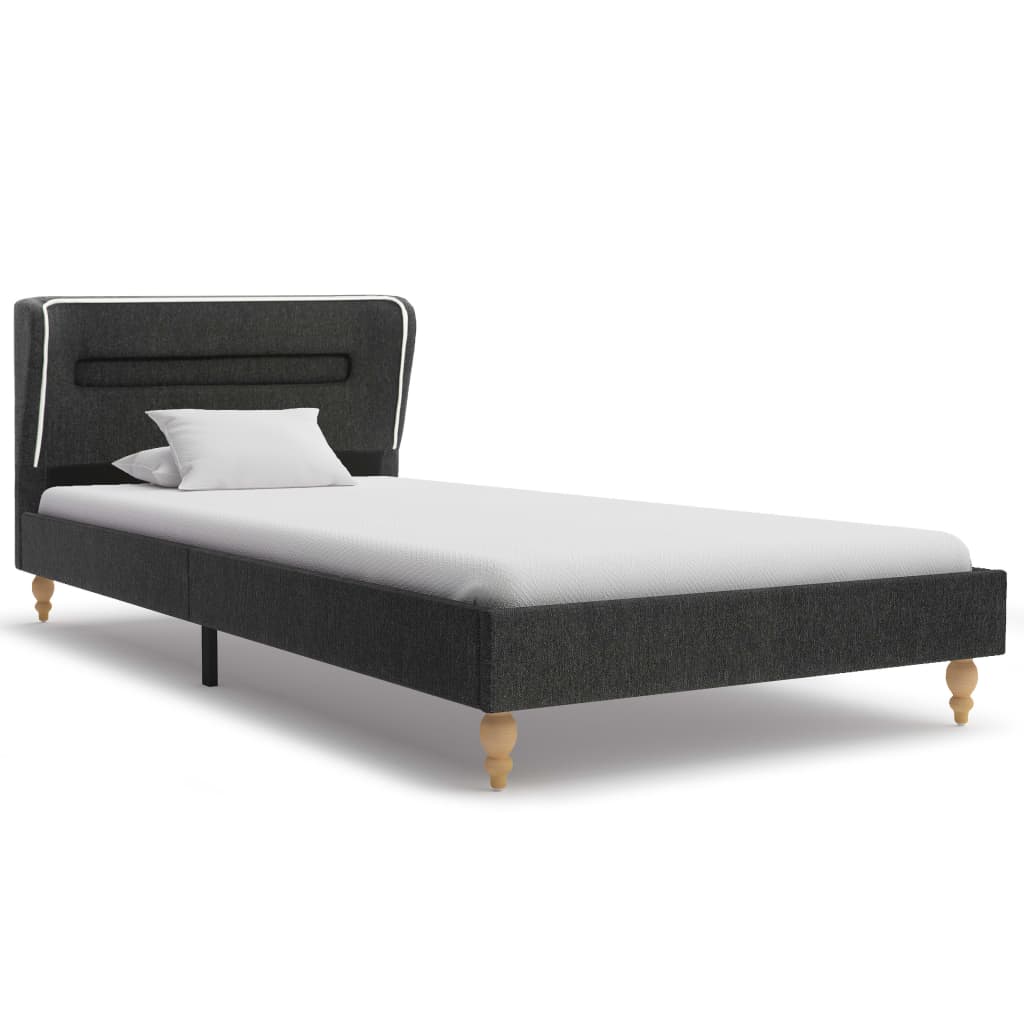 vidaXL Bed met LED en matras jute donkergrijs 90x200 cm afbeelding