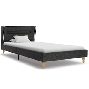 vidaXL Lova su LED ir čiužiniu, tamsiai pilka, 90x200cm, burlapas