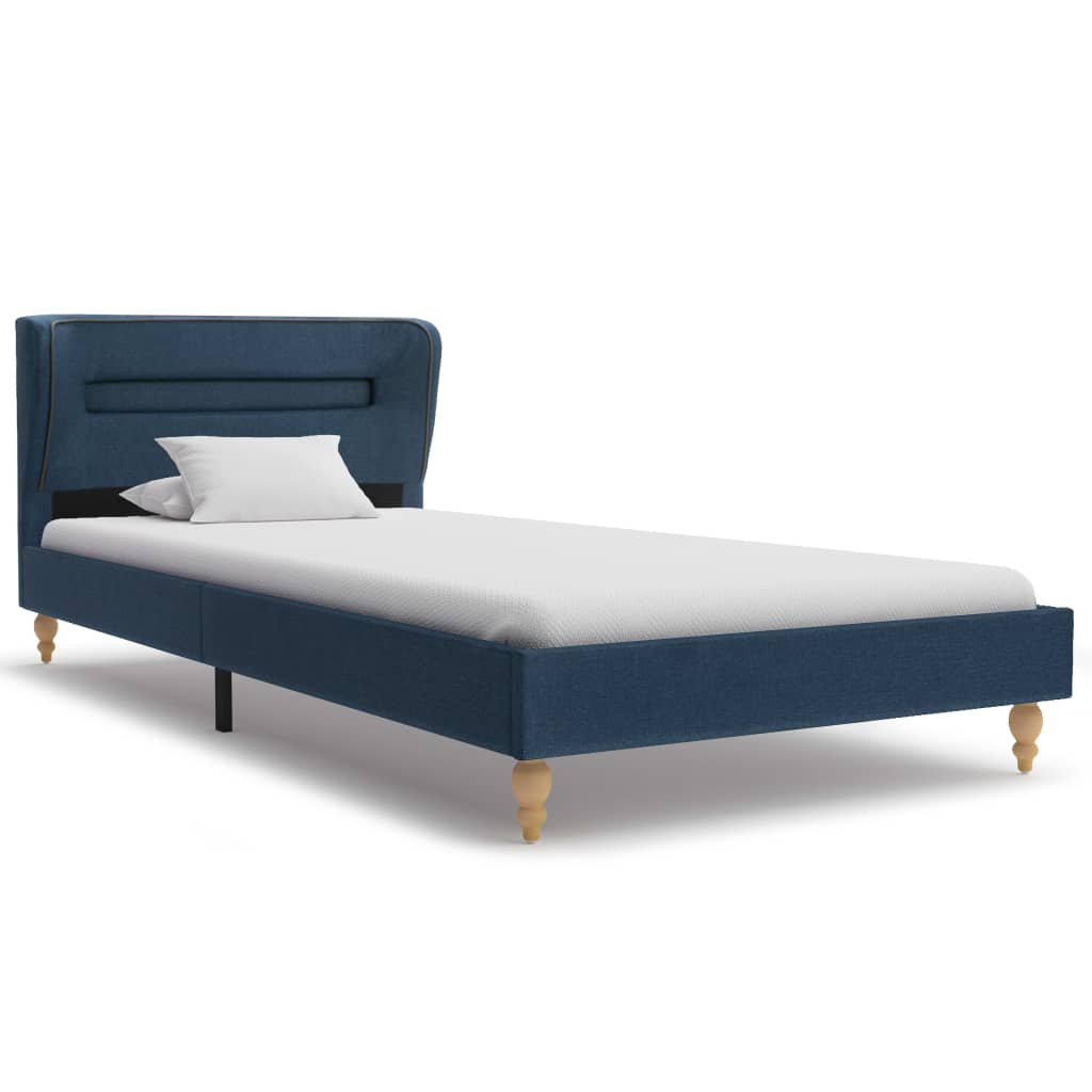 

vidaXL Bed met LED en matras stof blauw 90x200 cm