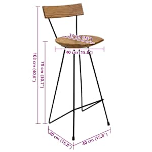 Barové stoličky 2 ks masivní teak - obrázek 8