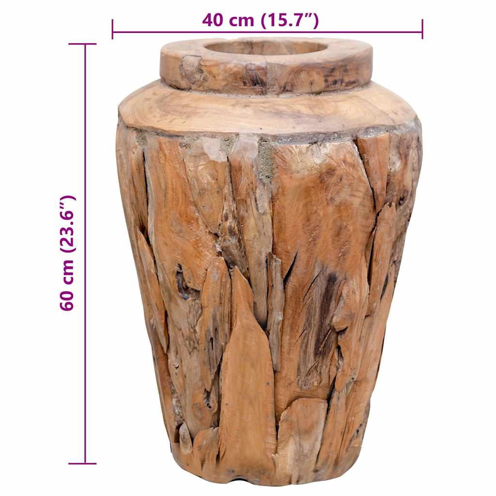 Vase De Décoration 40 X 60 Cm Bois De Teck Solide VidaXL 18 width=274