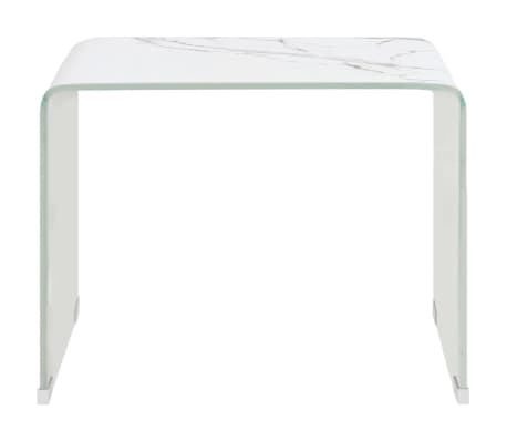 vidaXL Coffee Table White Marble 50x50x45 cm Tempered Glass