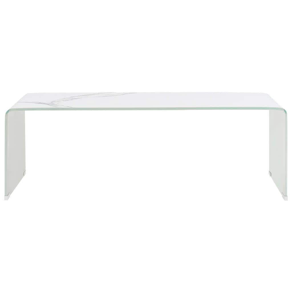 vidaXL Table basse Blanc Marbre 98 x 45 x 31 cm Verre trempé