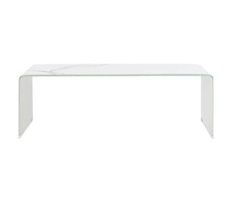 vidaXL Table basse Blanc Marbre 98 x 45 x 31 cm Verre trempé