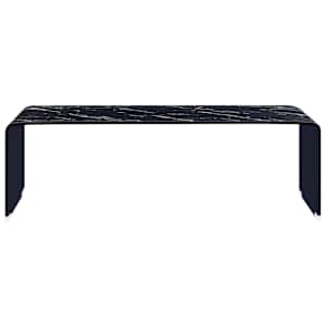 vidaXL Kavos staliukas, juod. sp., 98x45x31cm, grūd. stik., marm. im.