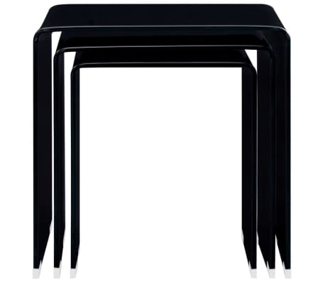 vidaXL Tables gigognes 3 pcs Noir Marbre 42x42x41,5 cm Verre trempé