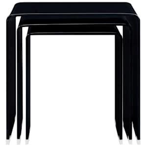 vidaXL Stablebare salongbord 3 stk svart marmor effekt herdet glass