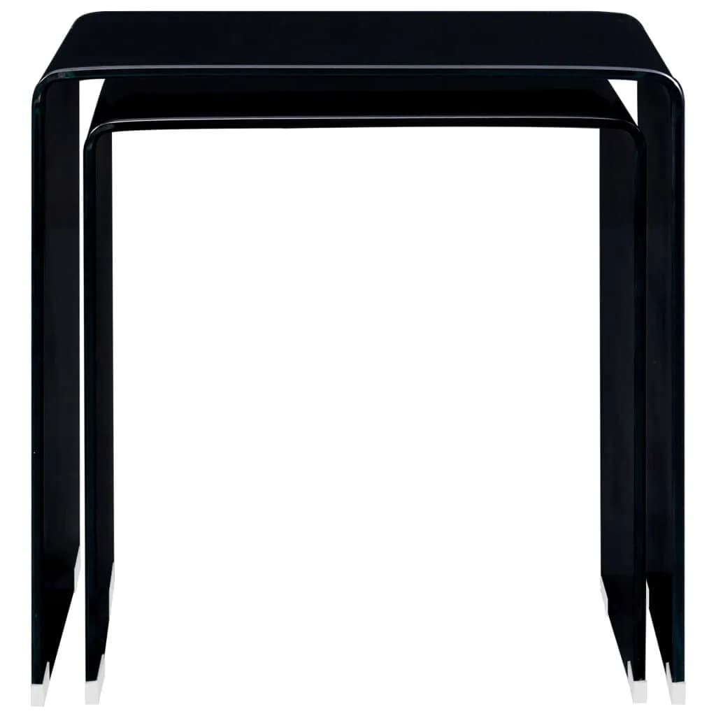 vidaXL Nesting Coffee Tables 2 pcs Black 42x42x41.5 cm Tempered Glass