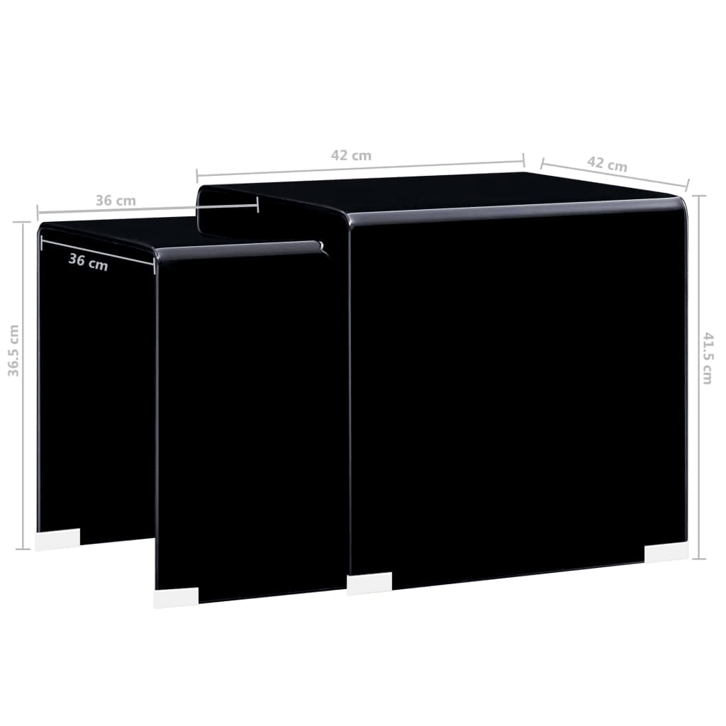 Tavolini Ad Incastro 2pz Nero 42x42x41,5cm In Vetro Temperato VidaXL 11 width=274