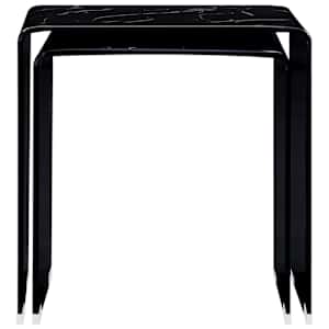 vidaXL Sust. kavos stal., 2vnt., juod. sp., 42x42x41,5cm, grūd. stikl.