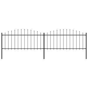 Vrtna ograja s koničastimi vrhovi jeklo (0,5-0,75)x3,4 m črna