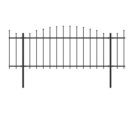 vidaXL Garden Fence with Spear Top Steel (0.5-0.75)x3.4 m Black