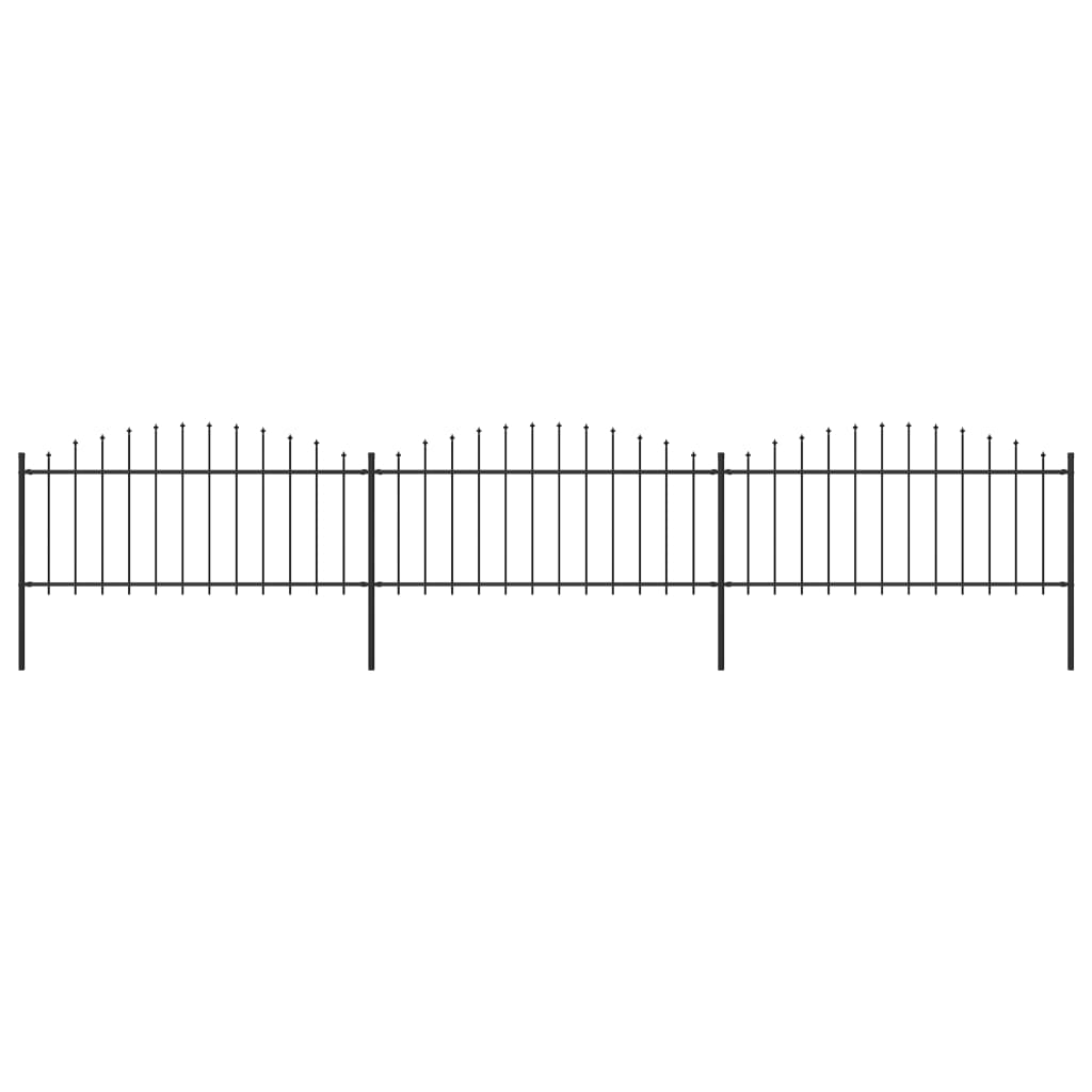 vidaXL Gard de grădină cu vârf suliță, negru, (0,5-0,75) x 5,1 m, oțel 