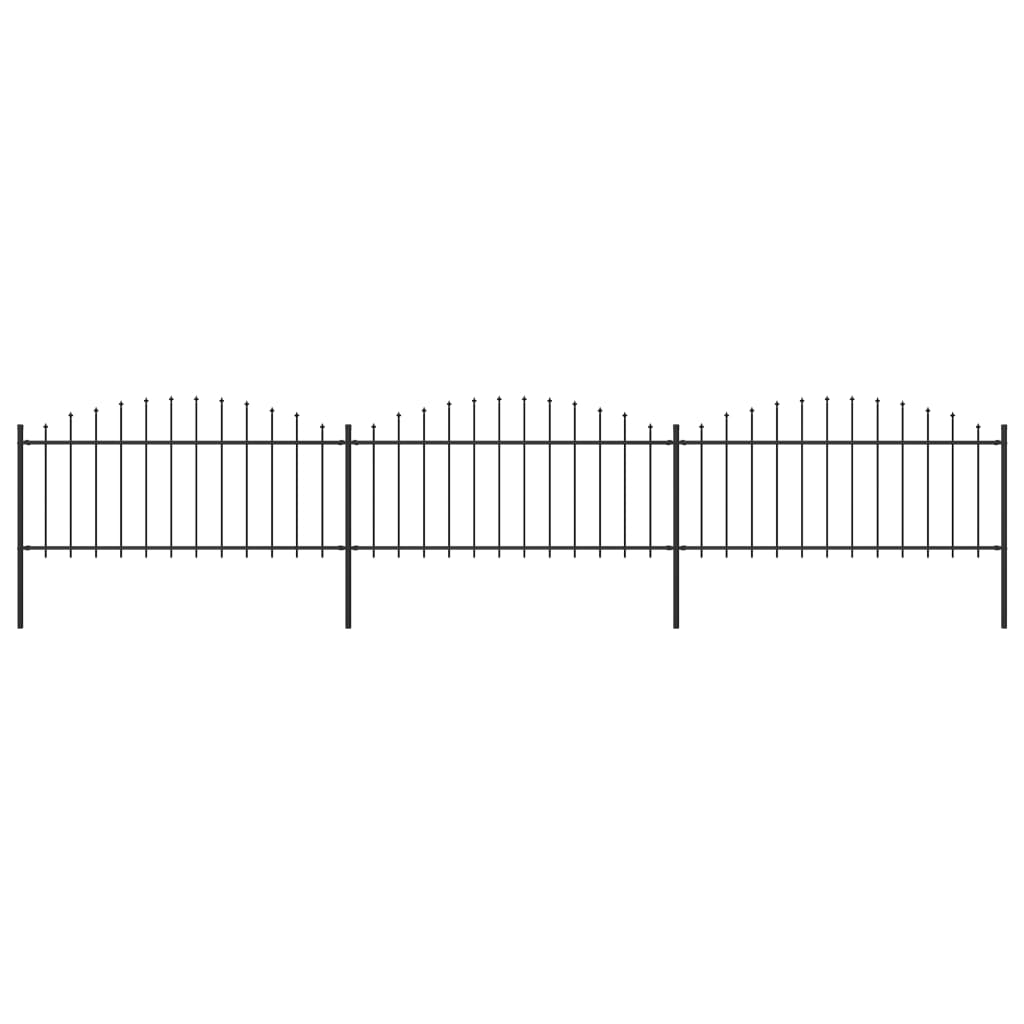 vidaXL Zahradní plot s hroty ocel (0,5–0,75) x 5,1 m černý