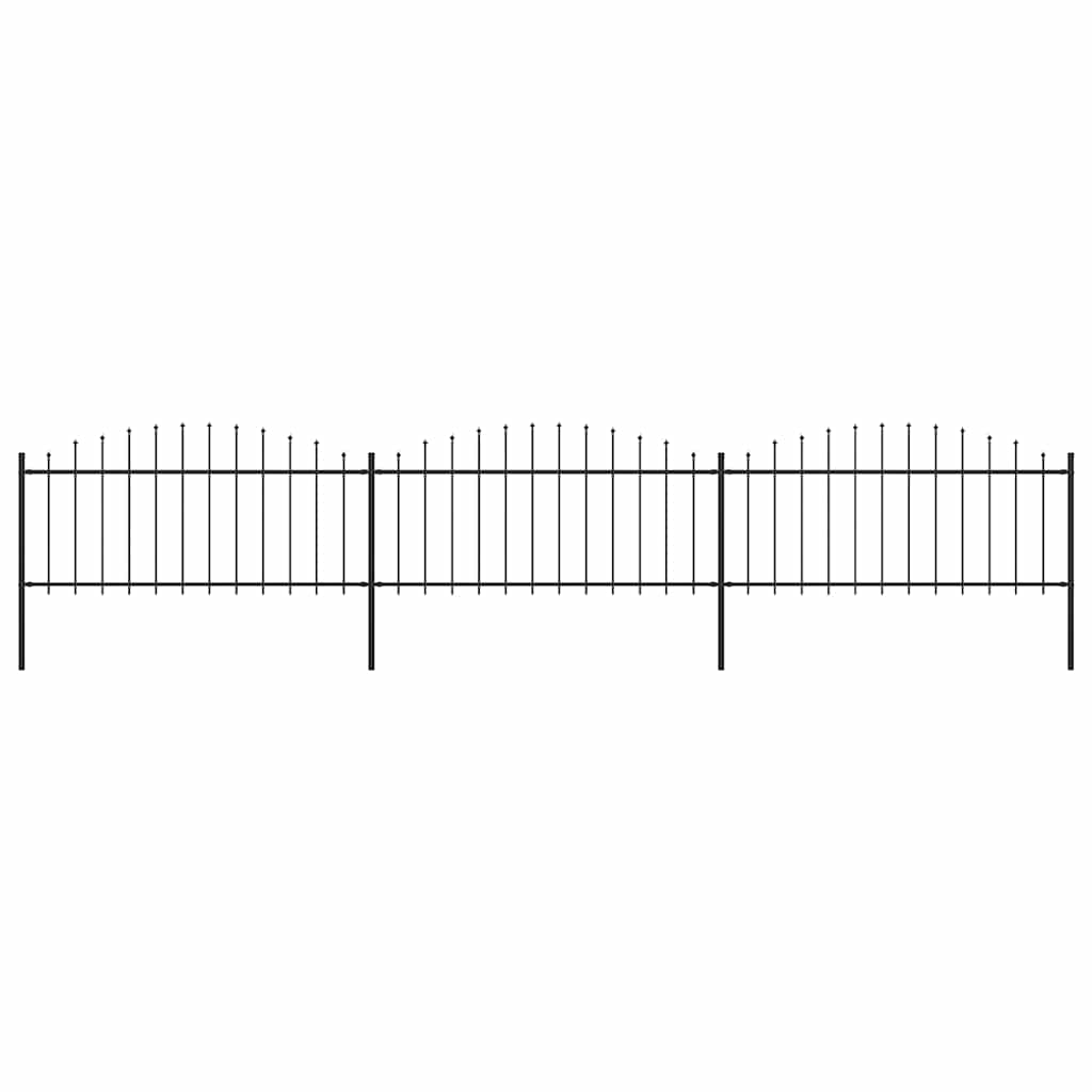 vidaXL Gartenzaun mit Speerspitzen Stahl (0,5 - 0,75) x 5,1 m Schwarz