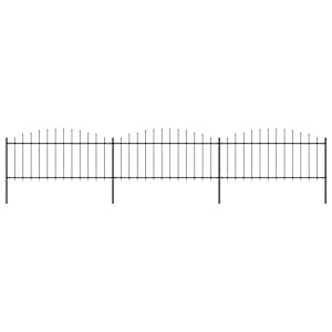 Zahradní plot s kopím nahoře ocelový 537 x 75 cm černý - obrázek 1