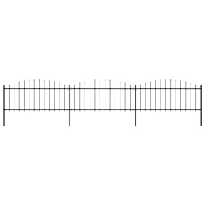 Vrtna ograja s suličastim vrhom jeklo 537x75 cm črna