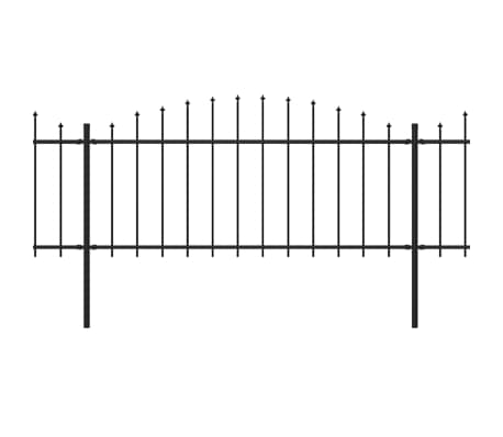 vidaXL Garden Fence with Spear Top Steel (0.5-0.75)x5.1 m Black