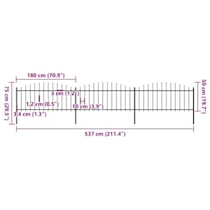 Zahradní plot s kopím nahoře ocelový 537 x 75 cm černý - obrázek 5