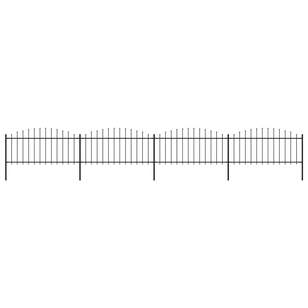 vidaXL Gard de grădină cu vârf suliță, negru, (0,5-0,75) x 6,8 m, oțel 